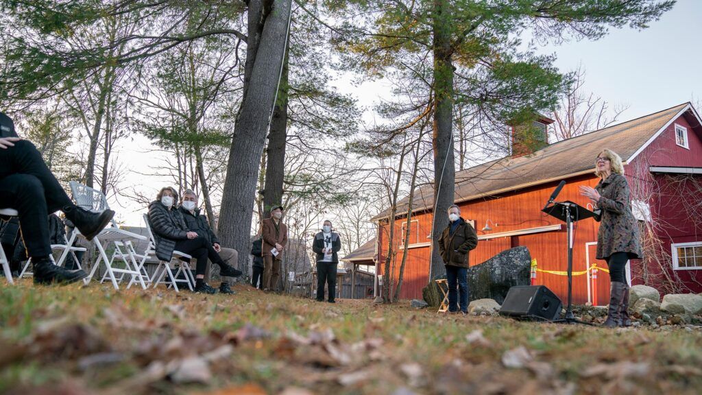 Executive and Artistic Director Pamela Tatge speaks at the groundbreaking; photo Keith Forman