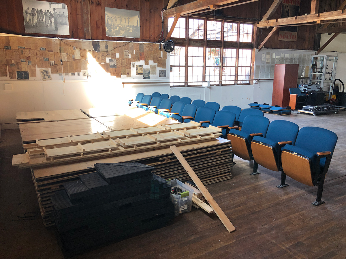 Renovation and construction on the historic Ted Shawn Theatre.