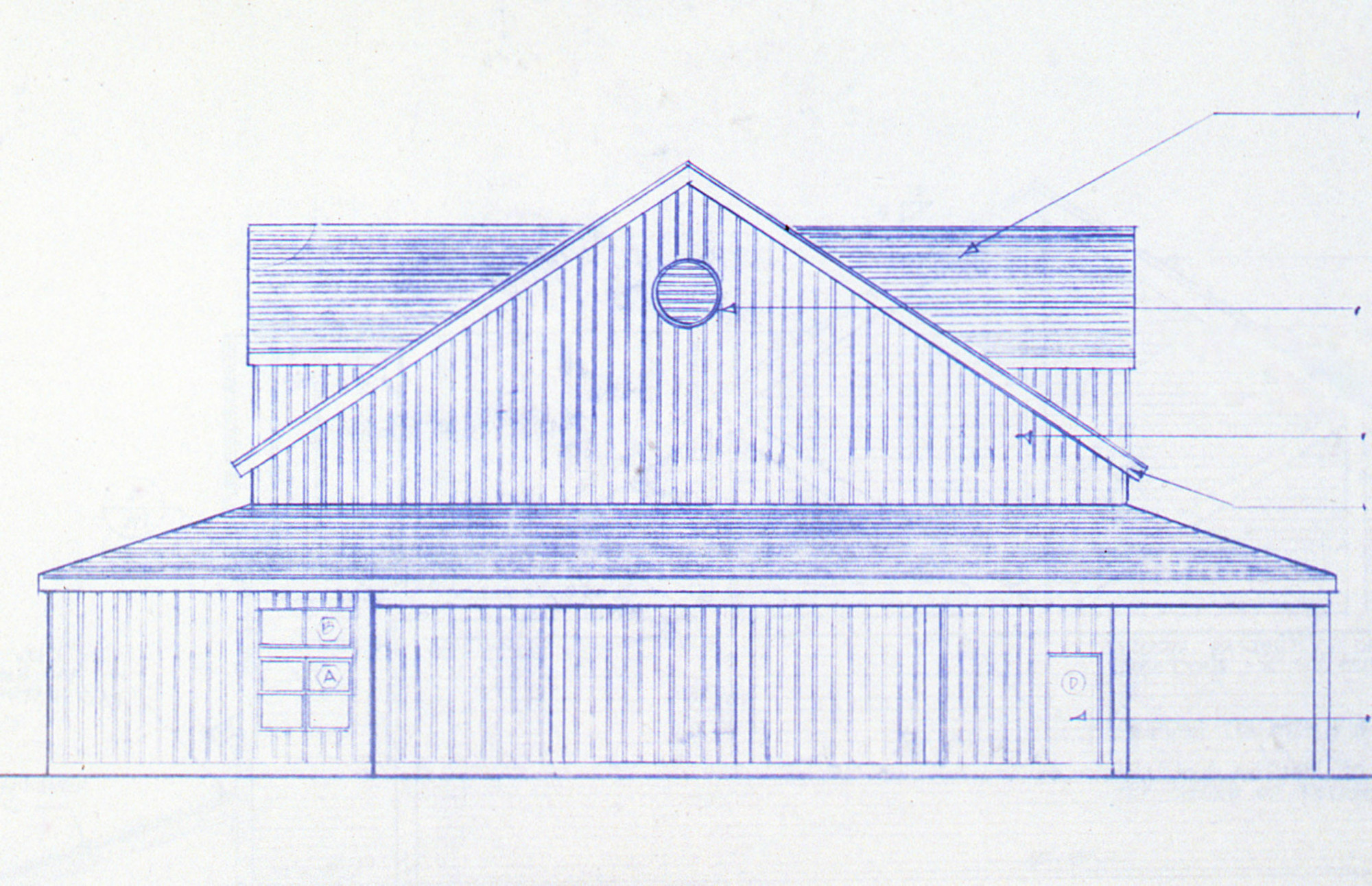 Blueprint for the Studio/Theatre, east elevation. Image courtesy the Jacob’s Pillow Archives
